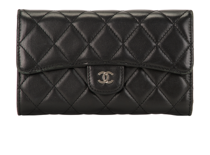 Chanel Classic Flap Long Wallet, &pound;295, Accessories, Black, Lambskin Leather, Front view
